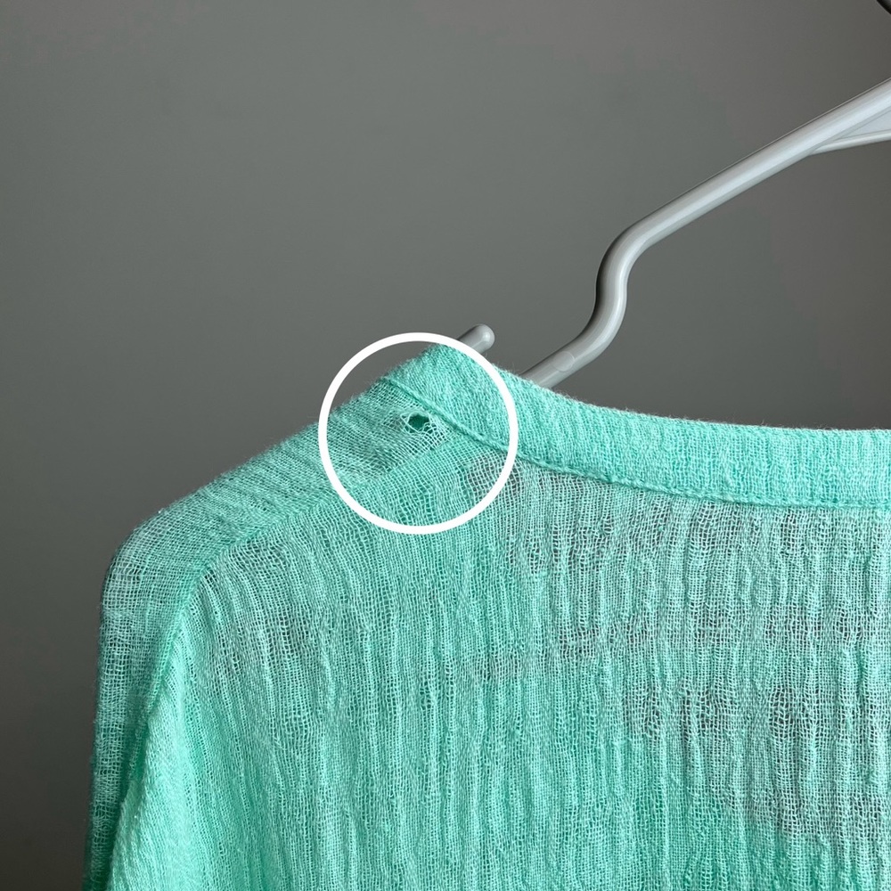 Soft Surroundings Linen Blend Gauze Crinkle Button Up Blouse Size Medium *Flawed - Picture 6 of 6